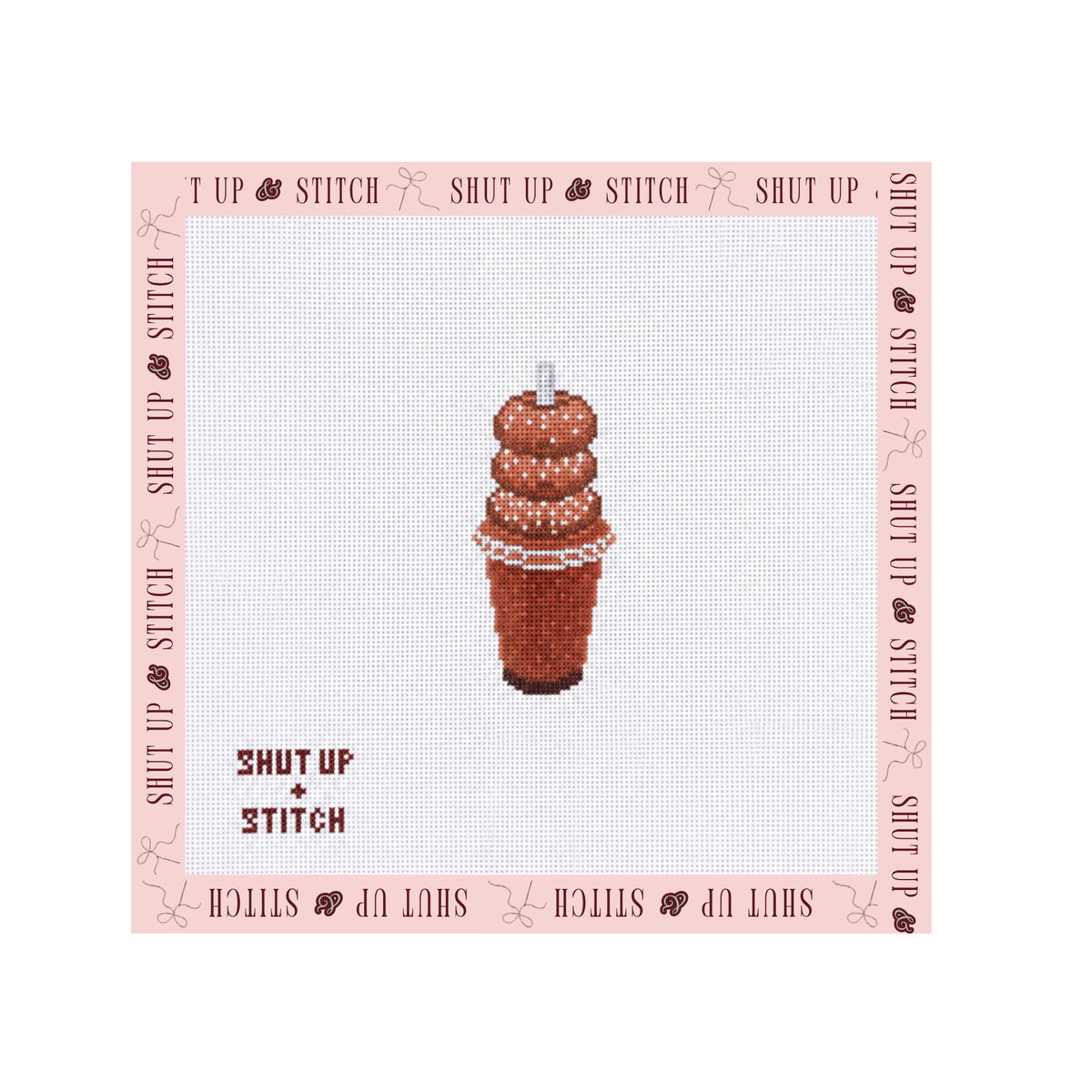 Fall Apple Cider Slushie & Cinnamon Sugar Donuts Needlepoint Canvas