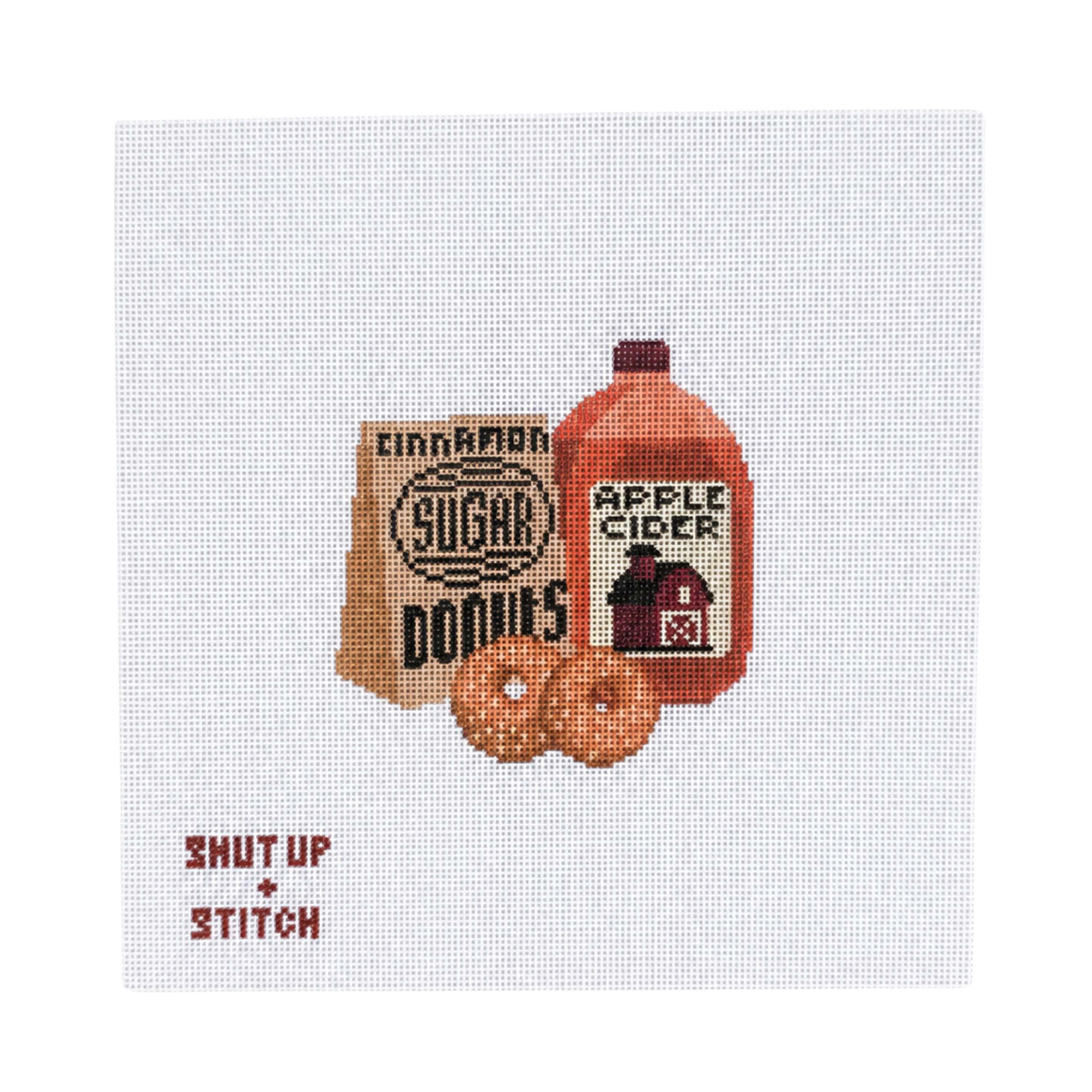 Fall Cider Mill - Apple Cider & Cinnamon Sugar Donuts Needlepoint Canvas