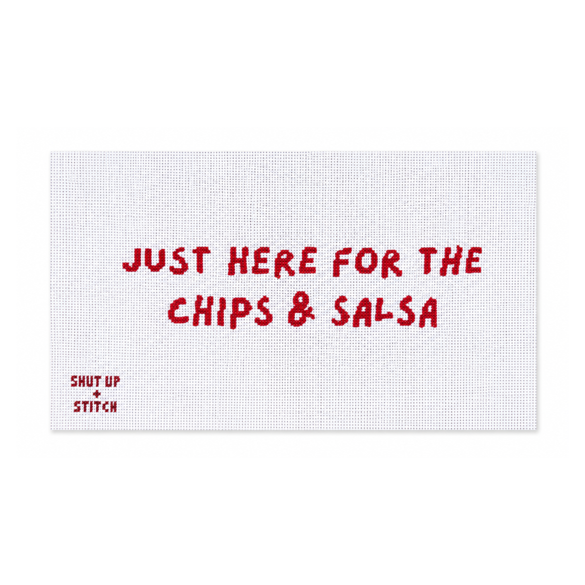 Just Here for the Chips & Salsa Needlepoint Canvas Pillow