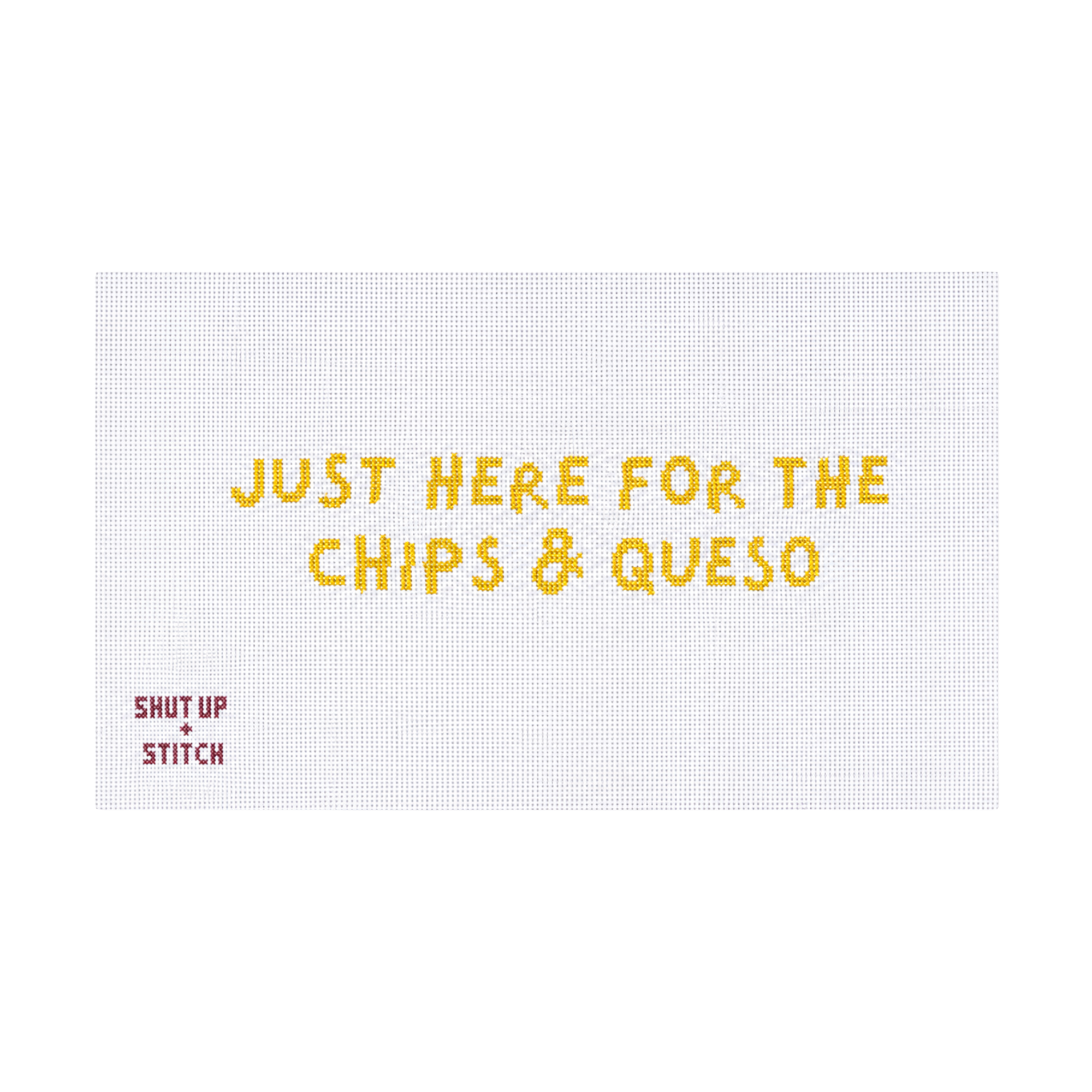 Just Here for the Chips &amp; Queso Needlepoint Canvas Pillow