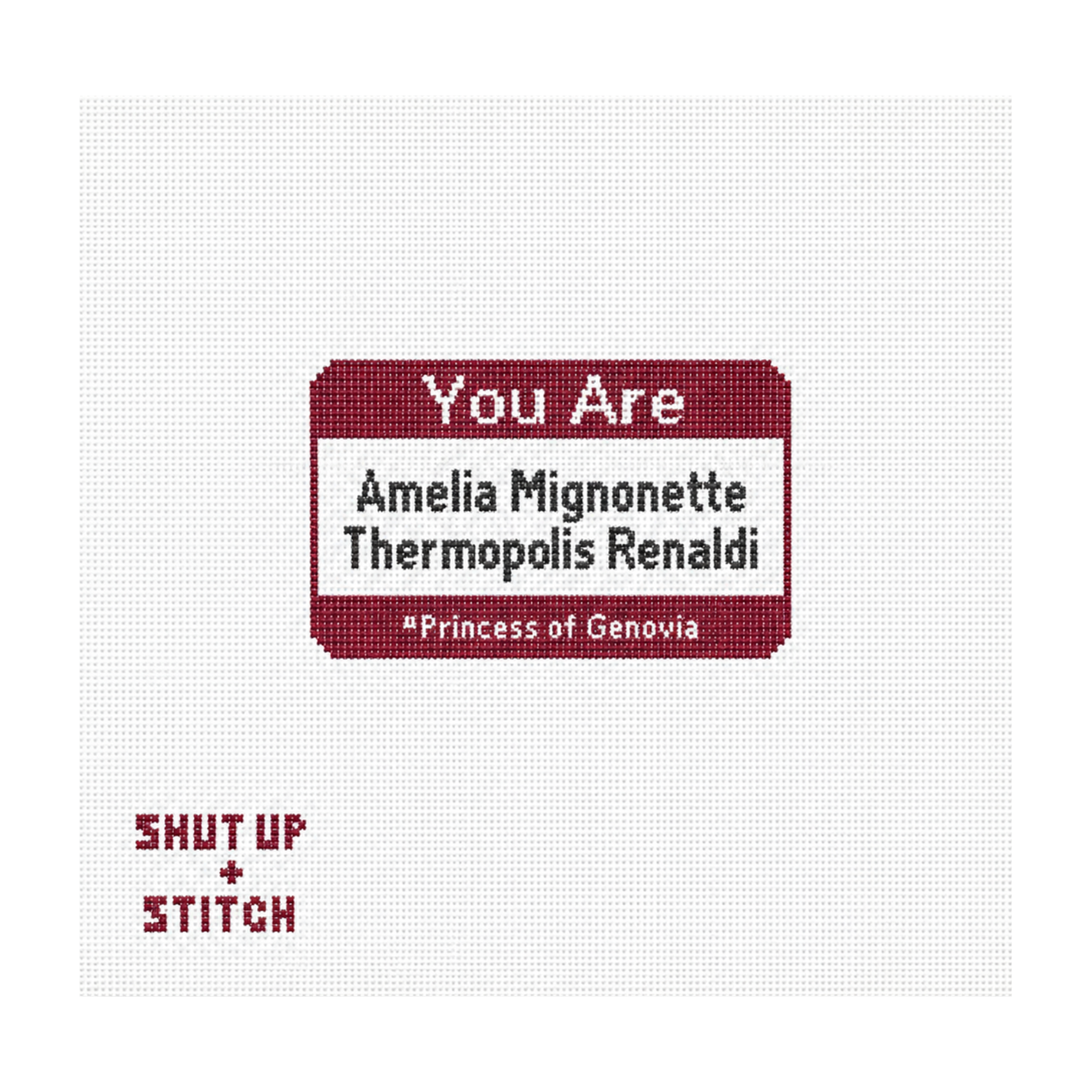 Princess Diaries You Are Amelia Mignonette Thermopolis Renaldi Princess of Genovia Needlepoint Canvas