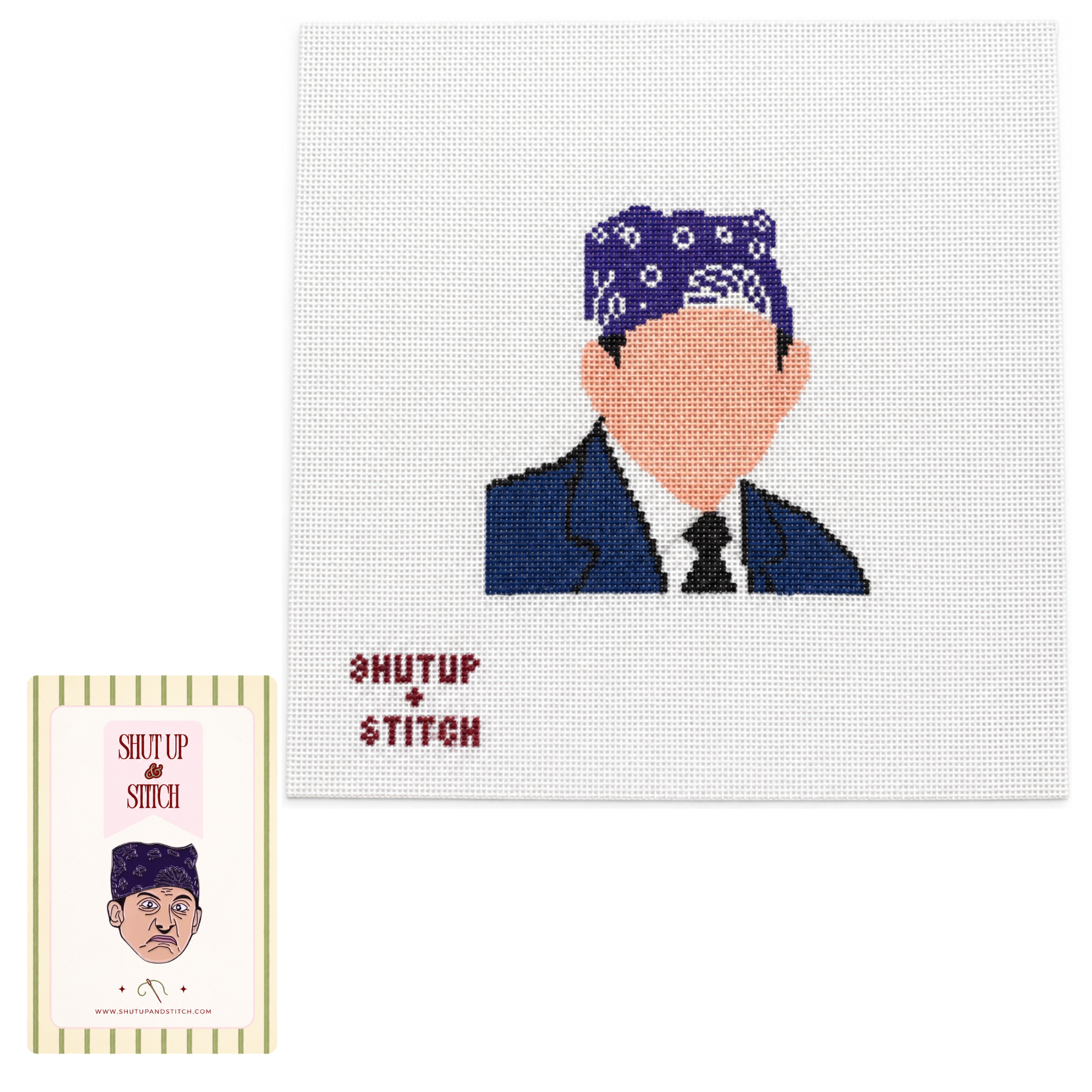Prison Mike Needlepoint Canvas – The Office With Matching Needle Minder