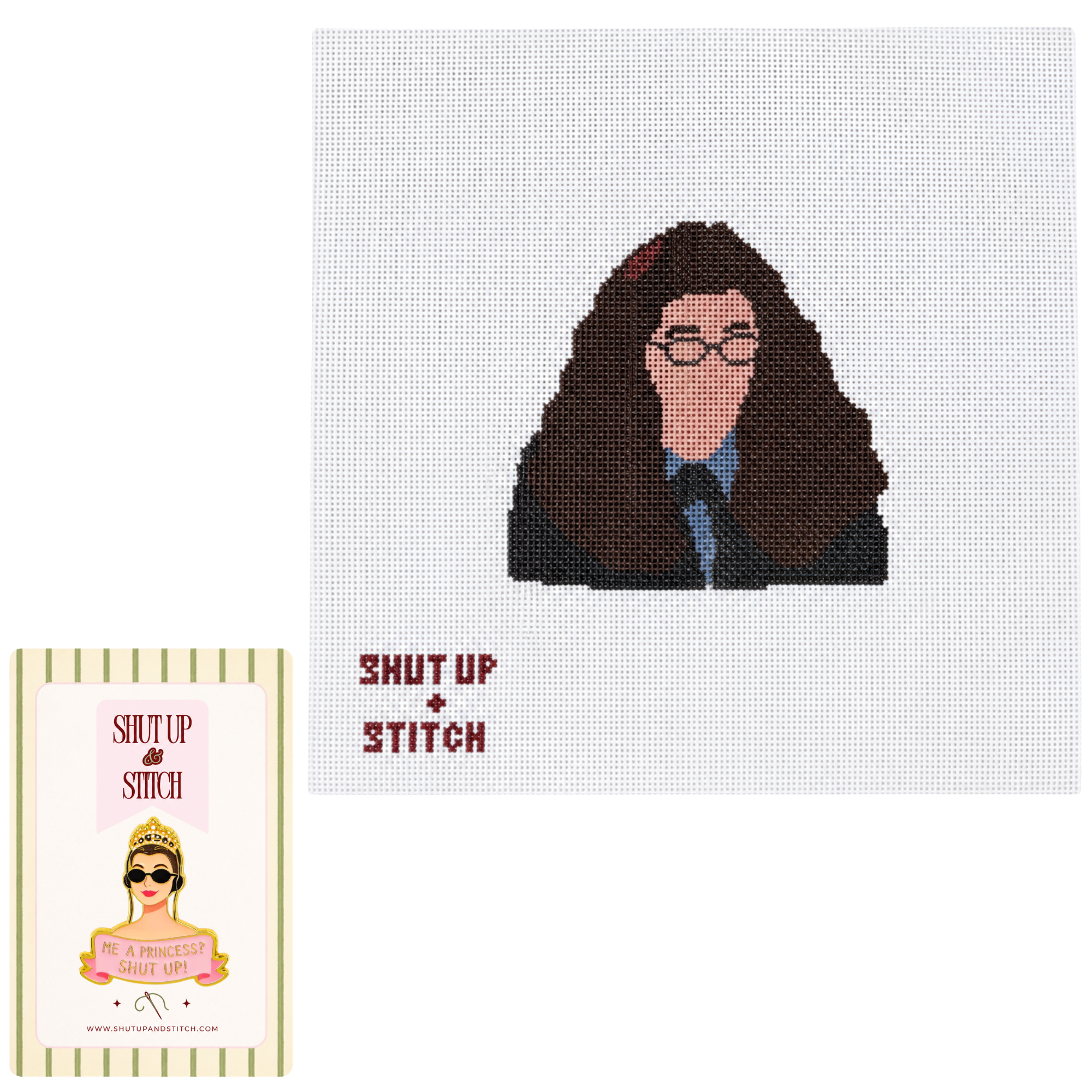 The Princess Diaries Mia Thermopolis “Shut Up” Needlepoint Canvas