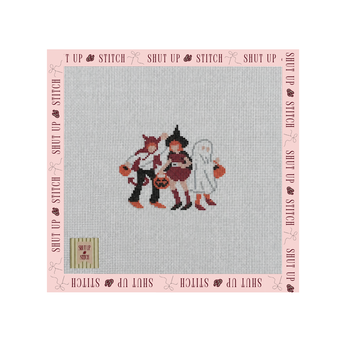 Vintage Kids Trick or Treating Needlepoint Canvas